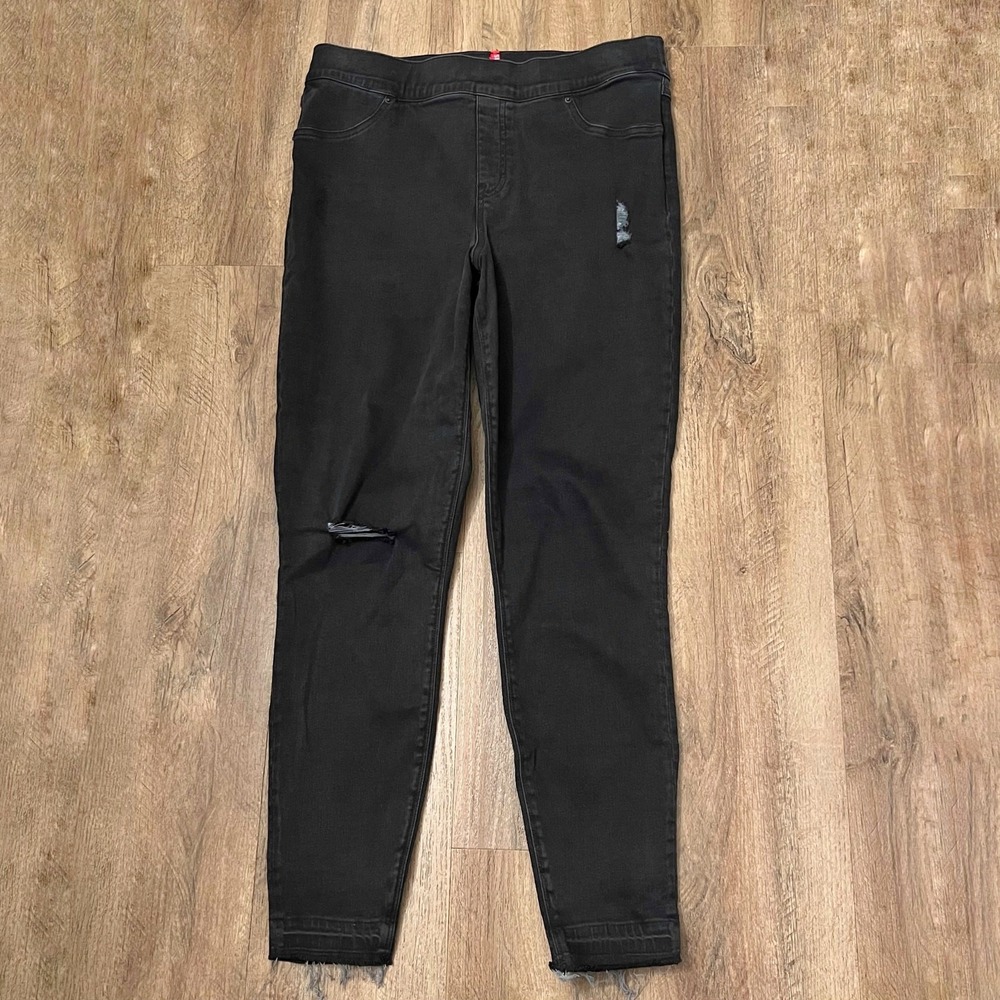 Spanx Women's Black Vintage Distressed Ankle Skinny Jeans Size XL